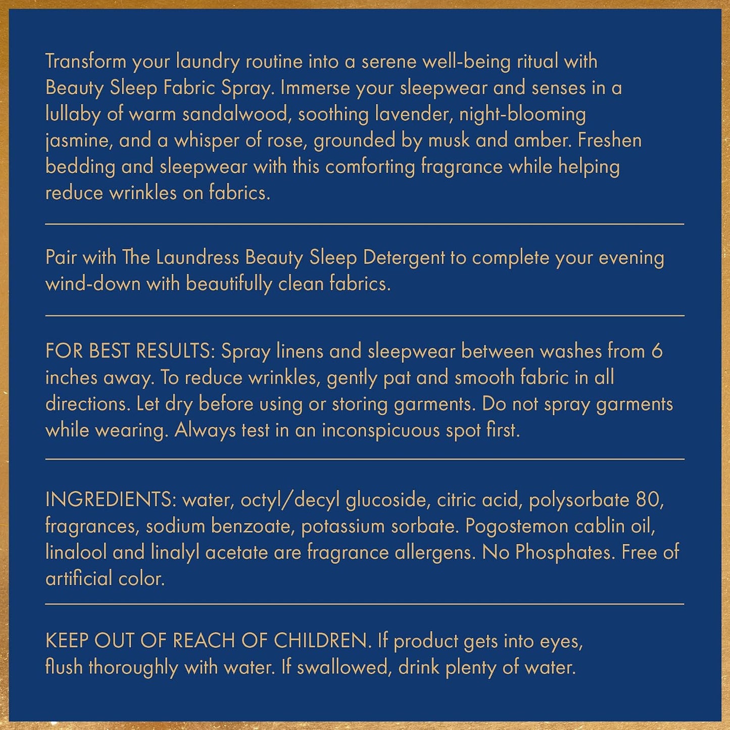 The Laundress Beauty Sleep Fabric Spray, Wrinkle Release Spray, Pillow Spray, Fabric Refresher, Upholstery and Linen Spray, Tranquil Comforting Inspired Scent, 8 Fl Oz