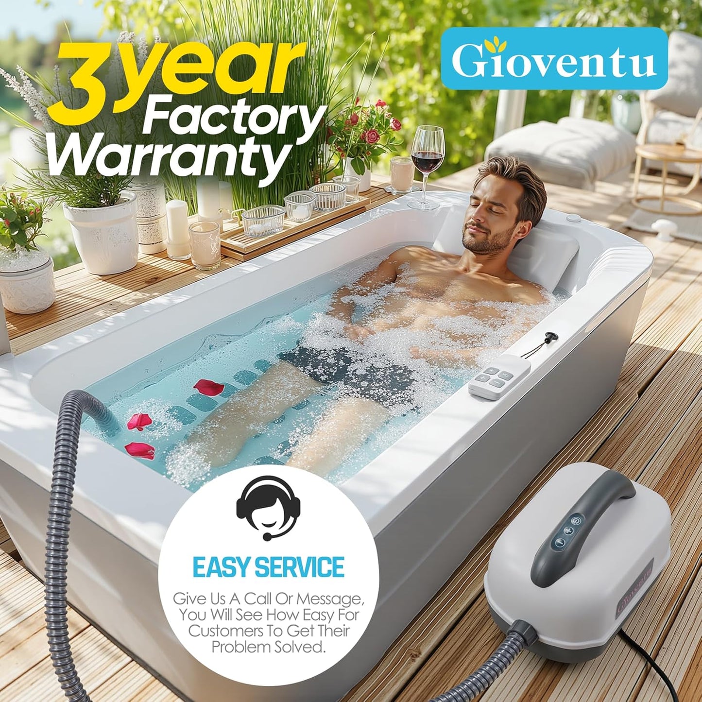 Bath Mat with Bubbles, 6-Speed Portable Bathtub Massager with Remote Control, Waterproof Non-Slip Spa Mat for Full Body Relaxation at Home