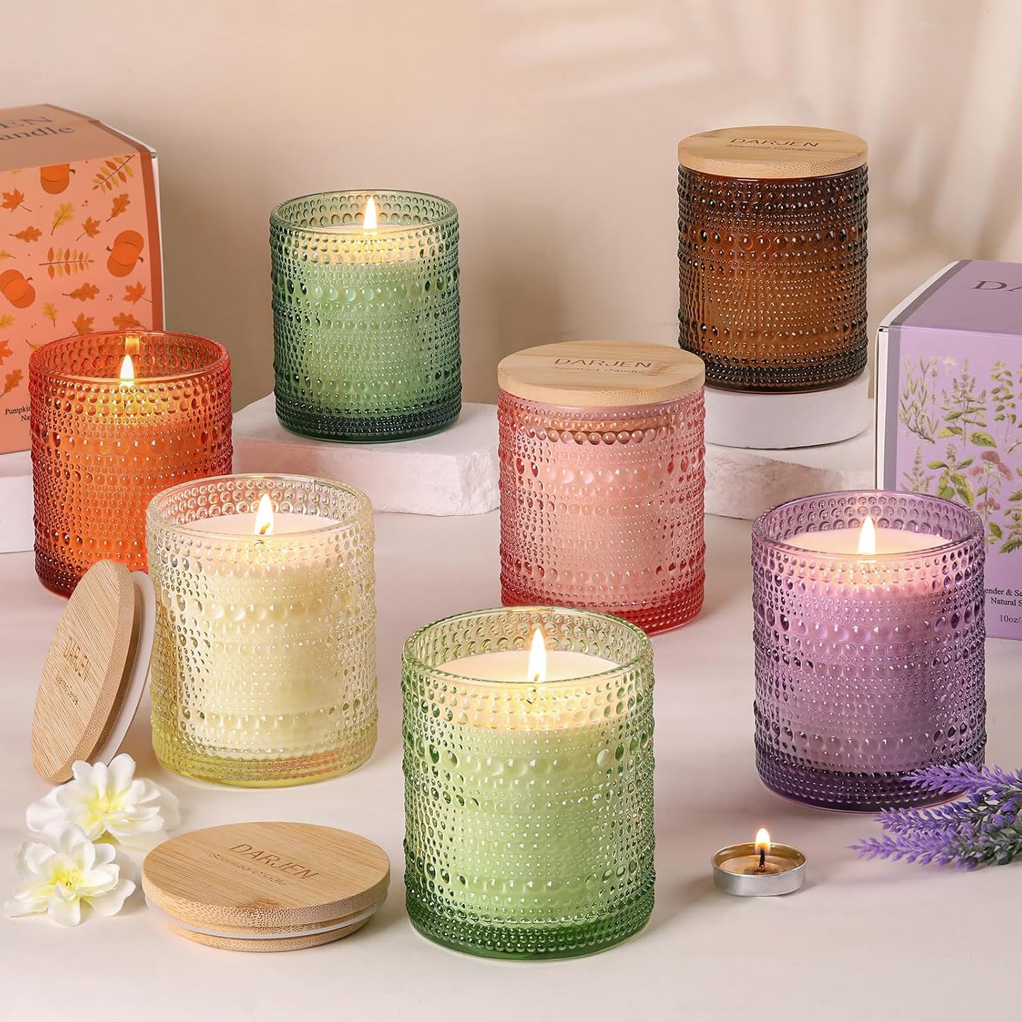 DARJEN Sandalwood Candles for Home- 10oz 68H Natural Soy Wax Aromatherapy Jar Candle with Strong Scent, Decorative Aesthetic Candles for Home Office, Evening Wind-Down, Luxury Gift for Man Cave
