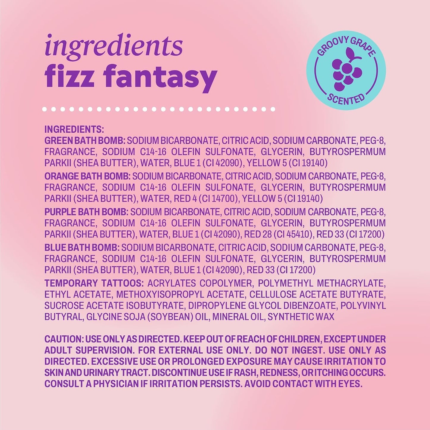 ONYX Professional Fizz Fantasy Bath Bomb for Kids, Groovy Grape Scented | Natural Kids Bath Bombs with Surprise Toy or Tattoo | Montessori & STEM Inspired Bath Play, 4 Count