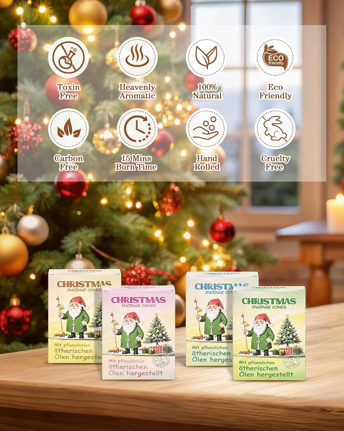 Christmas Incense Cones 96 pcs - Balsam Fir Create a Warm Cozy Holiday Atmosphere with Festive Aromas