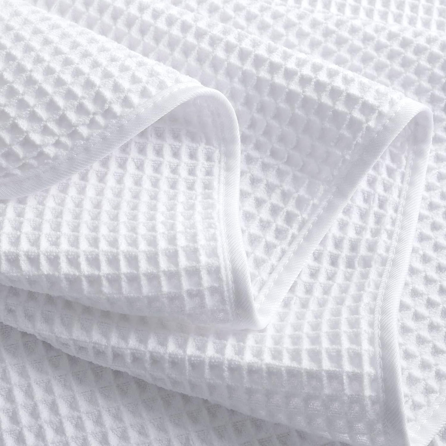 POLYTE 430 GSM Microfiber Oversize Quick Dry Lint Free Bath Towel, 60 x 30 in, 4 Pack (Waffle Weave)