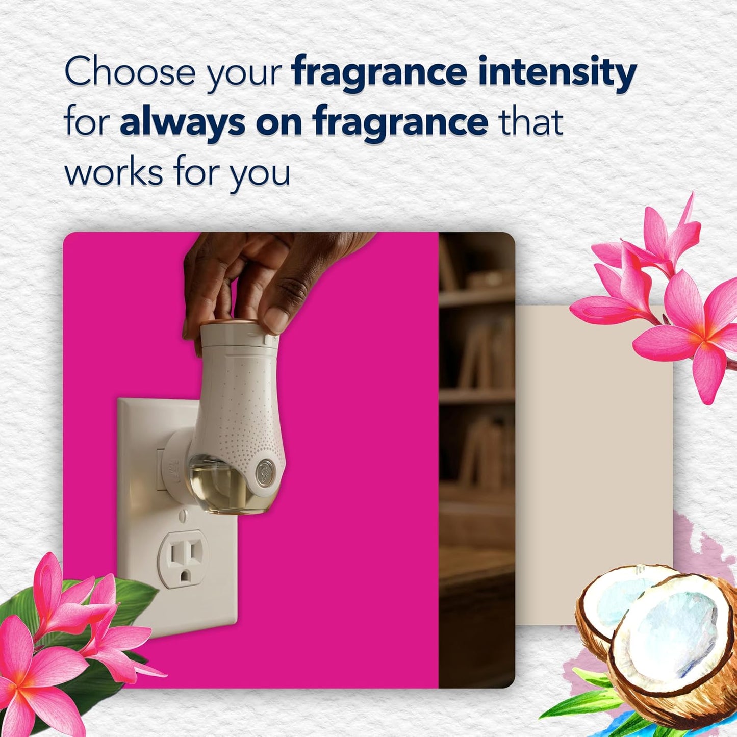 Glade PlugIns Refills Air Freshener, Scented and Essential Oils for Home and Bathroom, Exotic Tropical Blossoms, 1.34 Fl Oz, 2 Count