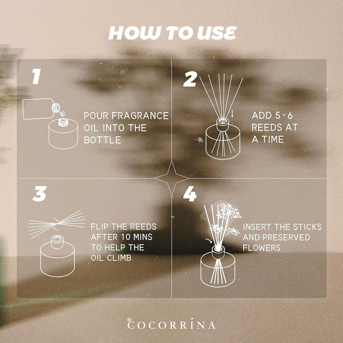 COCORRÍNA Reed Diffuser Refill - Cashmere Vanilla 6.7 Fl.oz Reed Diffuser Refill with 8 Sticks