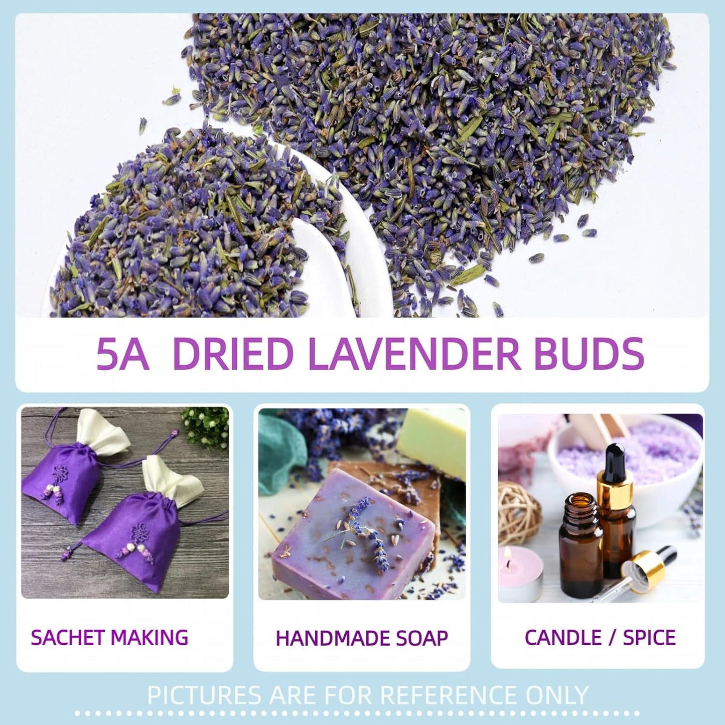 Dried Lavender Buds, Natural Lavender Flowers (7oz / 200g) for Weddings Parties Wardrobes Drawers Sachets Soap Making DIY Projects