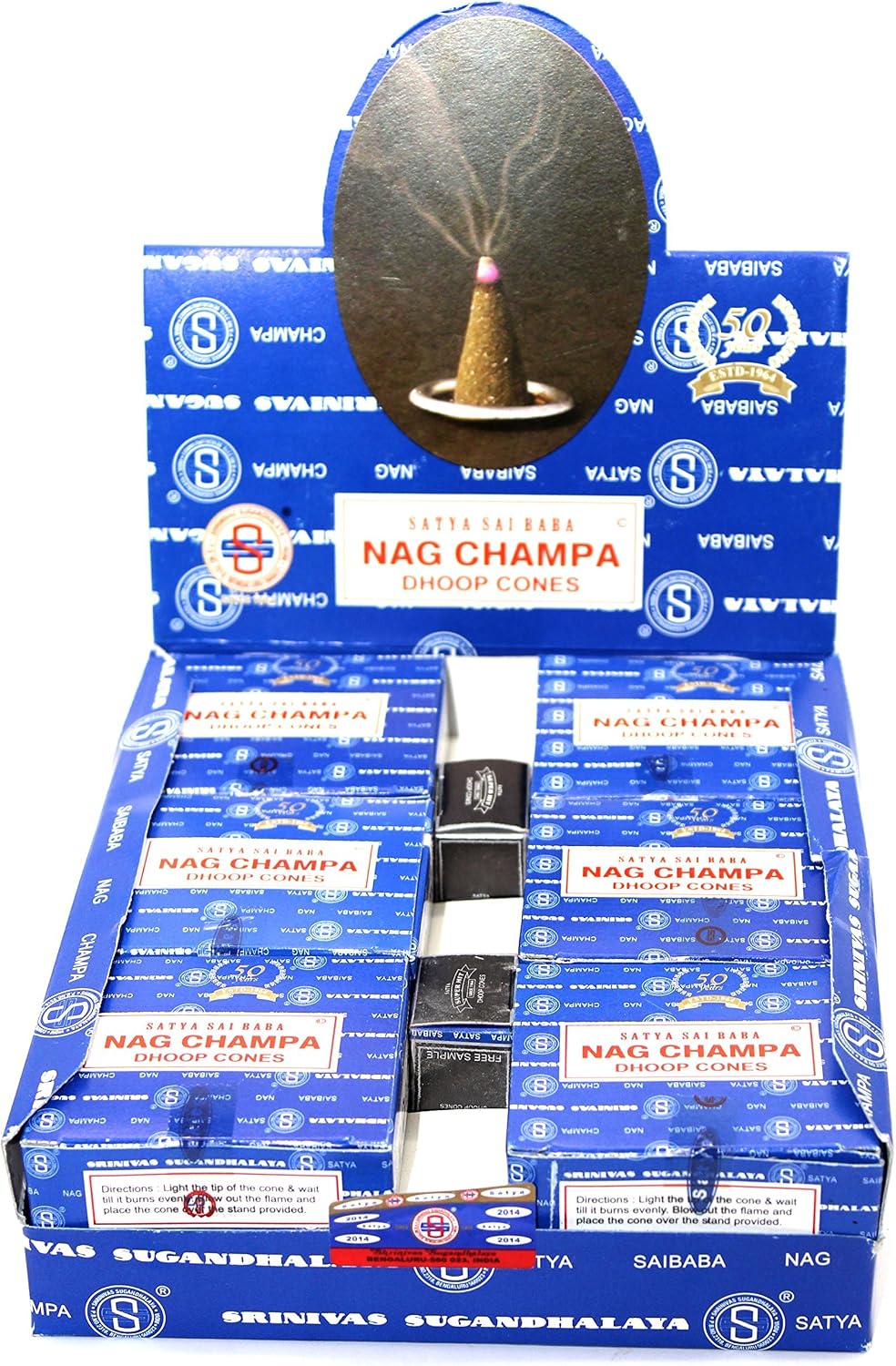 Shrinivas Sugandhalaya Satya Sai Baba Nag Champa Incense Dhoop Cones, 144 Cones