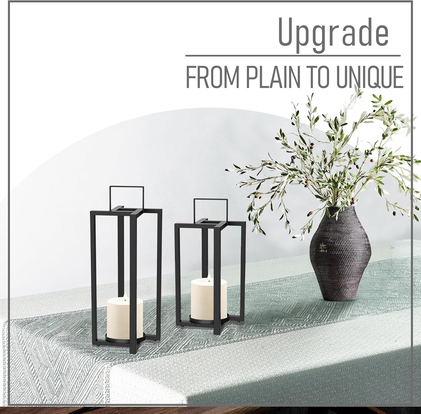 smtyle 4" x 4" Ivory LED Flameless Battery Plastic Operated Flickering Pillar Candles with Remote Set of 2 for Bathroom, Coffee Table or Dining Table Decor