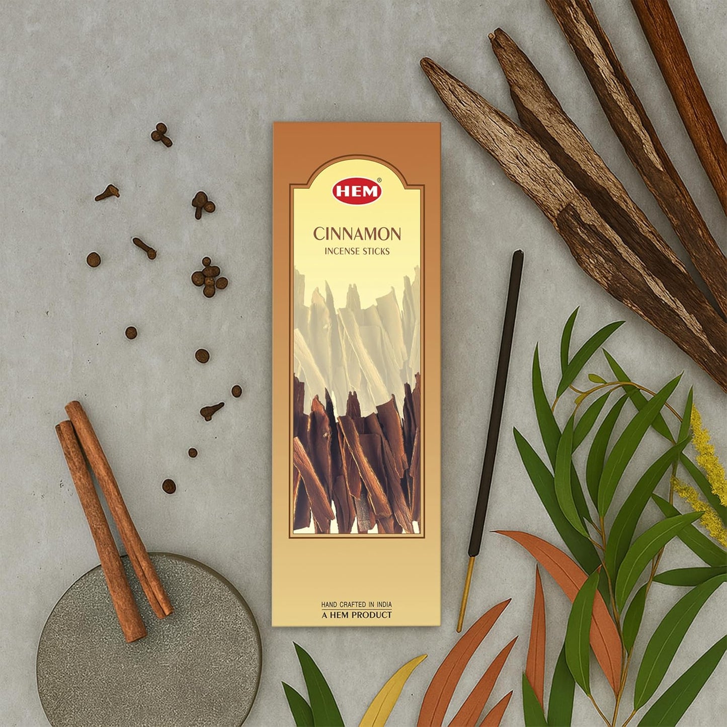 Hem Cinnamon Incense Sticks (120 Sticks, 6 Boxes Inside) - 9 Inches Long, 20g per Box - Perfect for Meditation, Rituals,Cleansing & Yoga.