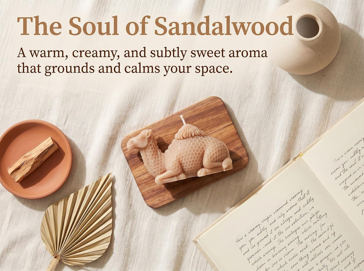 Camel Shaped Scented Candle,Sandalwood Soy Blend Wax Figurine Decor