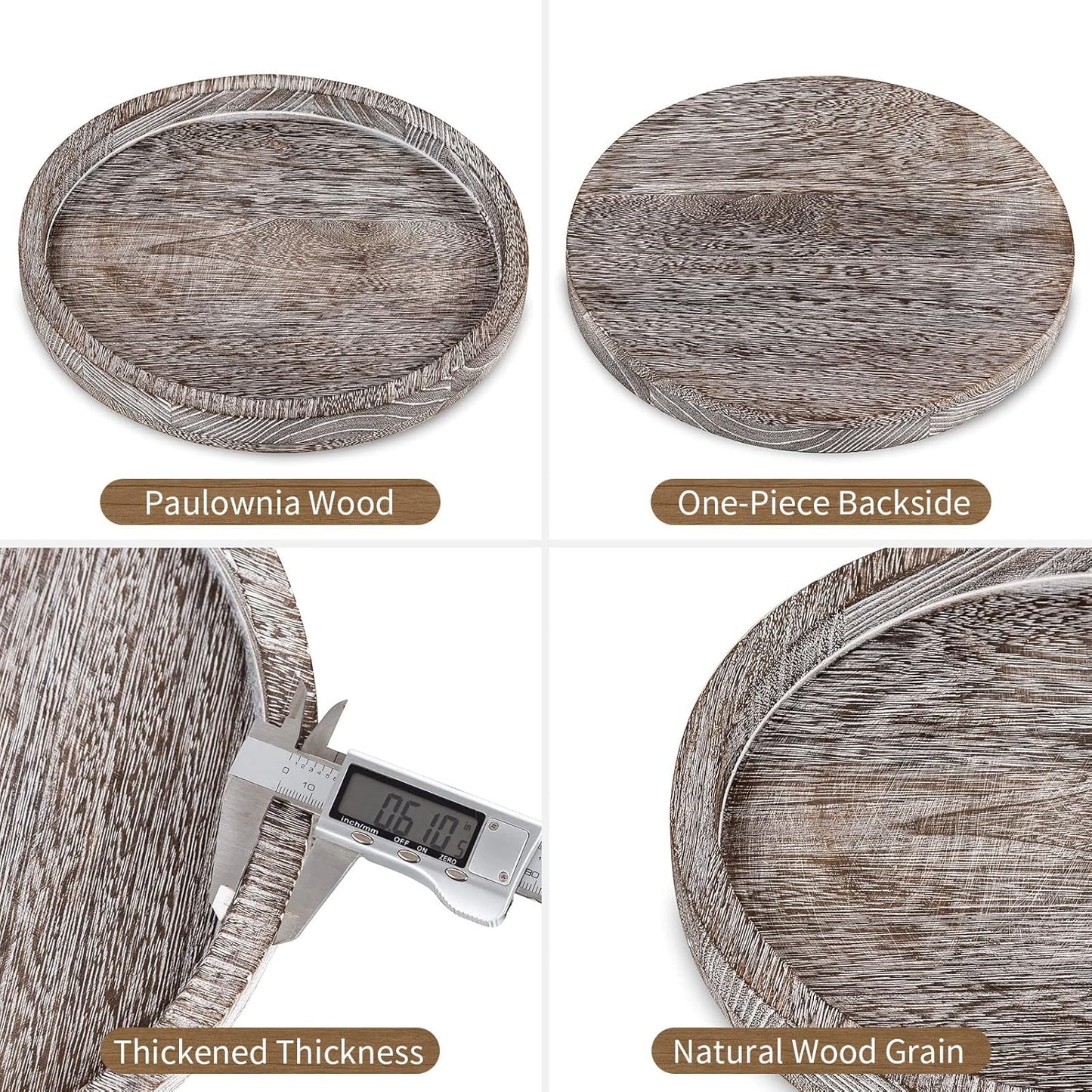 Hanobe Wood Candle Holders Trays: Round Candlestick Holder Pillar Stand for Table Centerpiece - Farmhouse Coffee Table Decor for Living Room Kitchen Counter, Rustic White