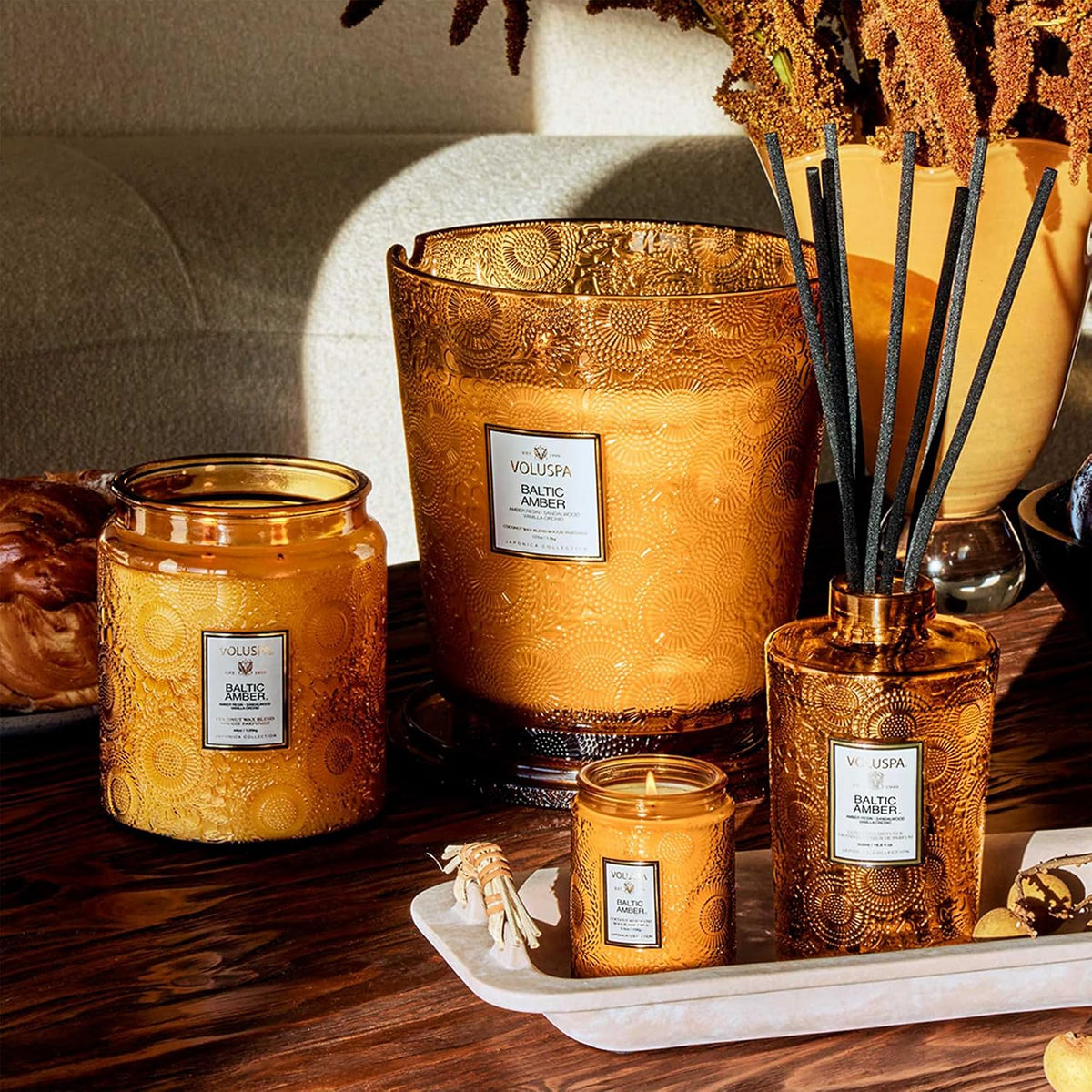Voluspa Baltic Amber Large Scented Candle Jar 18 Oz, 100 Hr Burn