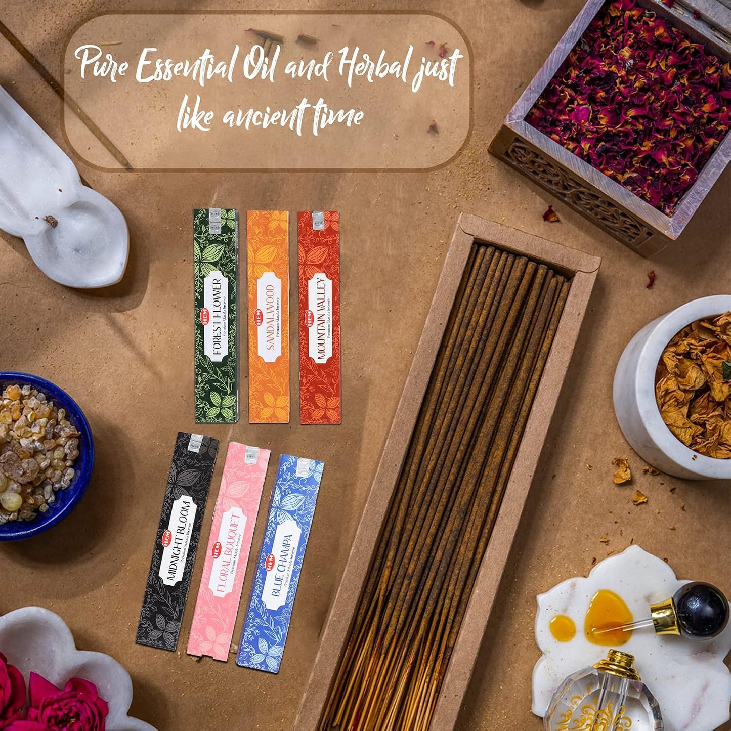 Hem Assorted Incense Sticks Variety 6 Packs x 15 GMS - Aromatherapy Insence for Air Purifier,Insents Stick Gift Set, Perfect for Meditation and Relaxation (Nature Series)