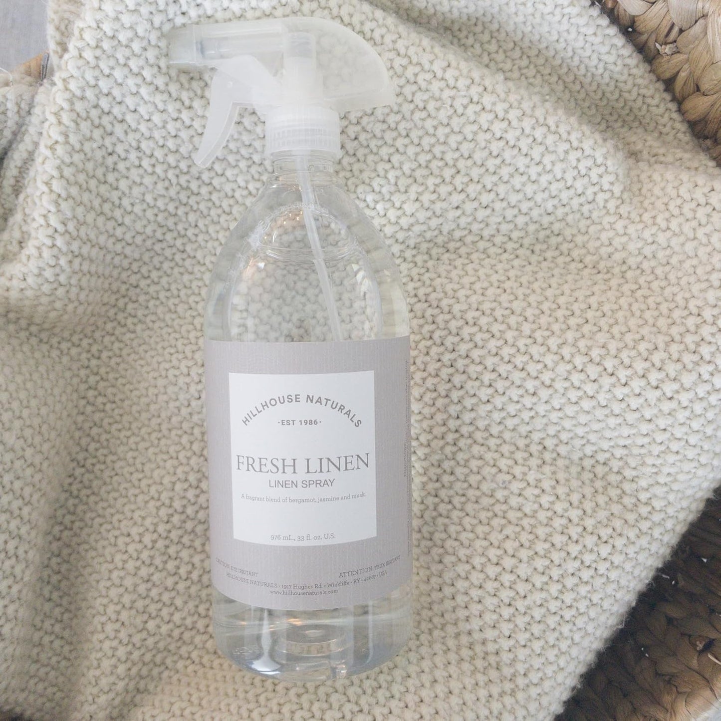 Hillhouse Naturals - Linen Spray - Aromatherapy Spray for Relaxation & Sleep - Refresh Bedding, Curtains & More - With Citrus, Bergamot, Rose & Musk - Made in the USA - Fresh Linen Scent - 1 L