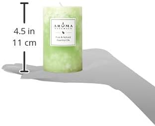 Aroma Naturals Litsea Cubeba and Bergamot Essential Oil Green Scented Pillar Candle, Verbena, 2.5 inch x 4 inch