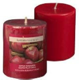 Set of 2 Luminessence Apple Cinnamon Scented Pillar Candles by Luminessence