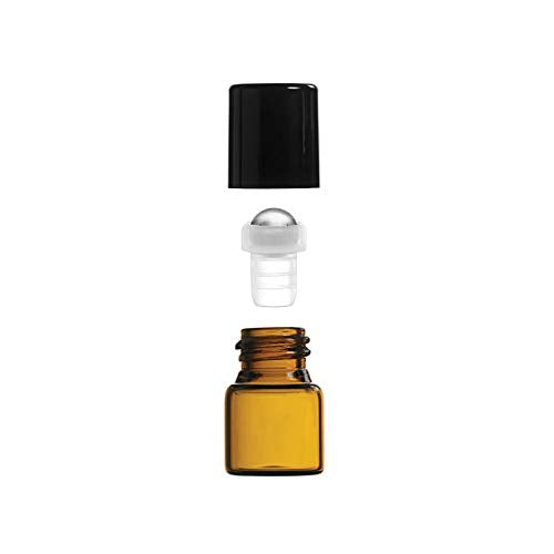 50 Pack 1ml Amber Glass Vials Roll On Bottle,Glass Roller Bottle With Stainless Steel Roller Ball,Black Cap Lid-Perfect Sample For Essential Oils,Aromatherapy,No Leak,Free Opener&Dropper