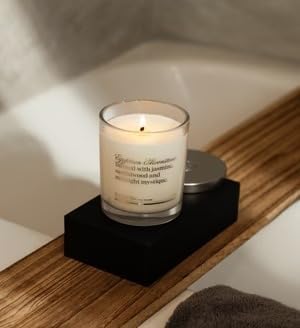 Enlighten Egyptian Moonstone Candle | Luxurious Jasmine & Sandalwood Scent | Double Scent Load for Enhanced Aroma | Eco-Friendly, Hand-Poured Soy Wax | 12oz Glass Tumbler | Made in USA