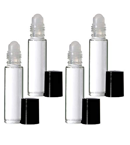 Clear Glass 10ml. Roll on Perfume Bottle. Perfect for Essential Oils Aromatherapy, Perfume, and Cologne. Plastic Roller Color or Clear Based on Availability. Pipettes Included (144 Bottles, Clear)