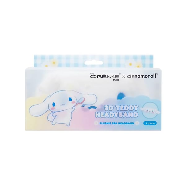 The Crème Shop x CINNAMOROLL 3D TEddy Plush Spa Headband with Stretchy Elastic Band for Comfortable Fit - Ideal for Hair Control during Beauty and Skincare Routines