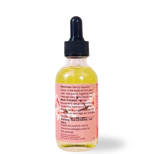 Cherry Blossom Body OIl - Long Lasting Moisture with Apricot Kernel, Camellia Seed, Avocado and Rice Bran Oil, Cherry Blossom Scented Hydrating Oil For Soft and Glowing Skin, 2 oz