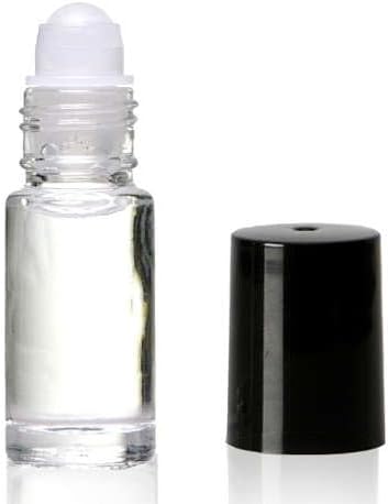 Clear Glass Roll on 5 ml. Perfume Bottle. Perfect for Essential Oils Aromatherapy, Perfume, and Cologne. Plastic Roller. Pipettes Included (144 Bottles, Clear)