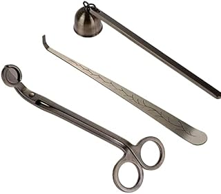 Beautiful Bronze 4 in 1 Stainless Steel Candle Care Accessory Kit with Wick Trimmer, Wick Dipper, Snuffer and Tray