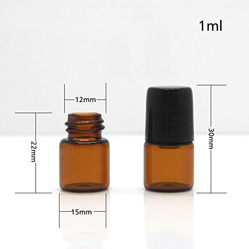 50 Pack 1ml Amber Glass Vials Roll On Bottle,Glass Roller Bottle With Stainless Steel Roller Ball,Black Cap Lid-Perfect Sample For Essential Oils,Aromatherapy,No Leak,Free Opener&Dropper