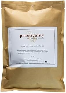 Magnesium Chloride Flakes 8oz – 98% Pure USP Grade, Sourced in USA – Bath Soak, Magnesium Oil Spray DIY, Foot Soaks, Travel Size Resealable Pouch by Practicality Skincare