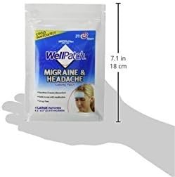 WellPatch Migraine & Headache Cooling Patch - Drug Free, Lasts Up to 12 hours, Safe to Use with Medication - Large Patches (4 Large Patches), Each 4.3 x 2 in