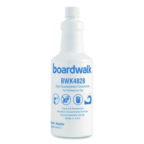 Boardwalk 32oz Bottle Liquid Deodorizer, 12-Pack, Green Apple Scent, Odor Counteractant Concentrate, Use By Itself Or Mixed With Cleaner