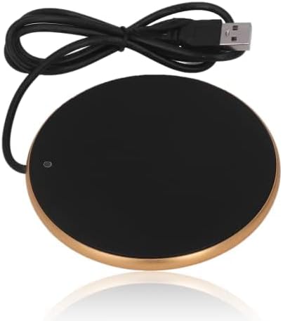 5V 2A USB Candle Warmer, 4.1in Coffee Mug Cup Warmer With Smart Power Off Function, 55C Constant Temperature for Home and Office (Gold)