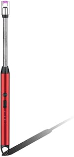 360°Flexible Neck Lighters for Candles, Multi-Function Arc Lighter Rechargeable USB Electric BBQ Lighter for Grill Kitchen Fireworks Gas Stove (Red)