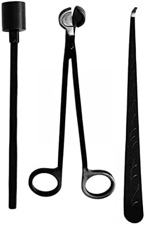 Baoblaze 2X Candle Accessory Set with Candle,Wick and Wick Dipper 3 in 1 Candle Tool Kit, Stainless Steel with Surface Black