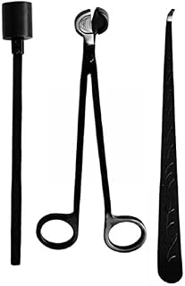 Baoblaze 2X Candle Accessory Set with Candle,Wick and Wick Dipper 3 in 1 Candle Tool Kit, Stainless Steel with Surface Black