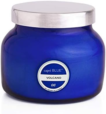 Capri Blue Volcano Scented, Glass Jar Candles for Home with Tropical Fruit & Sugared Citrus, Soy Wax Blend, Blue Color (8 Oz)