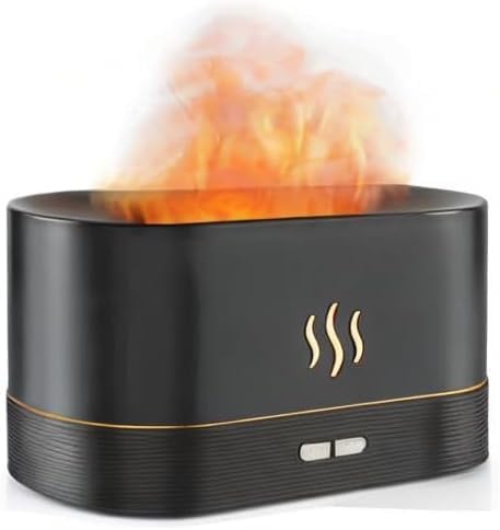 Essential Oil Diffuser, Flame Air Diffuser, Portable Noiseless Aroma Diffuser for Home, Office or Yoga, 2 Mode Brightness Aroma Diffuser with Fire Flame Effect