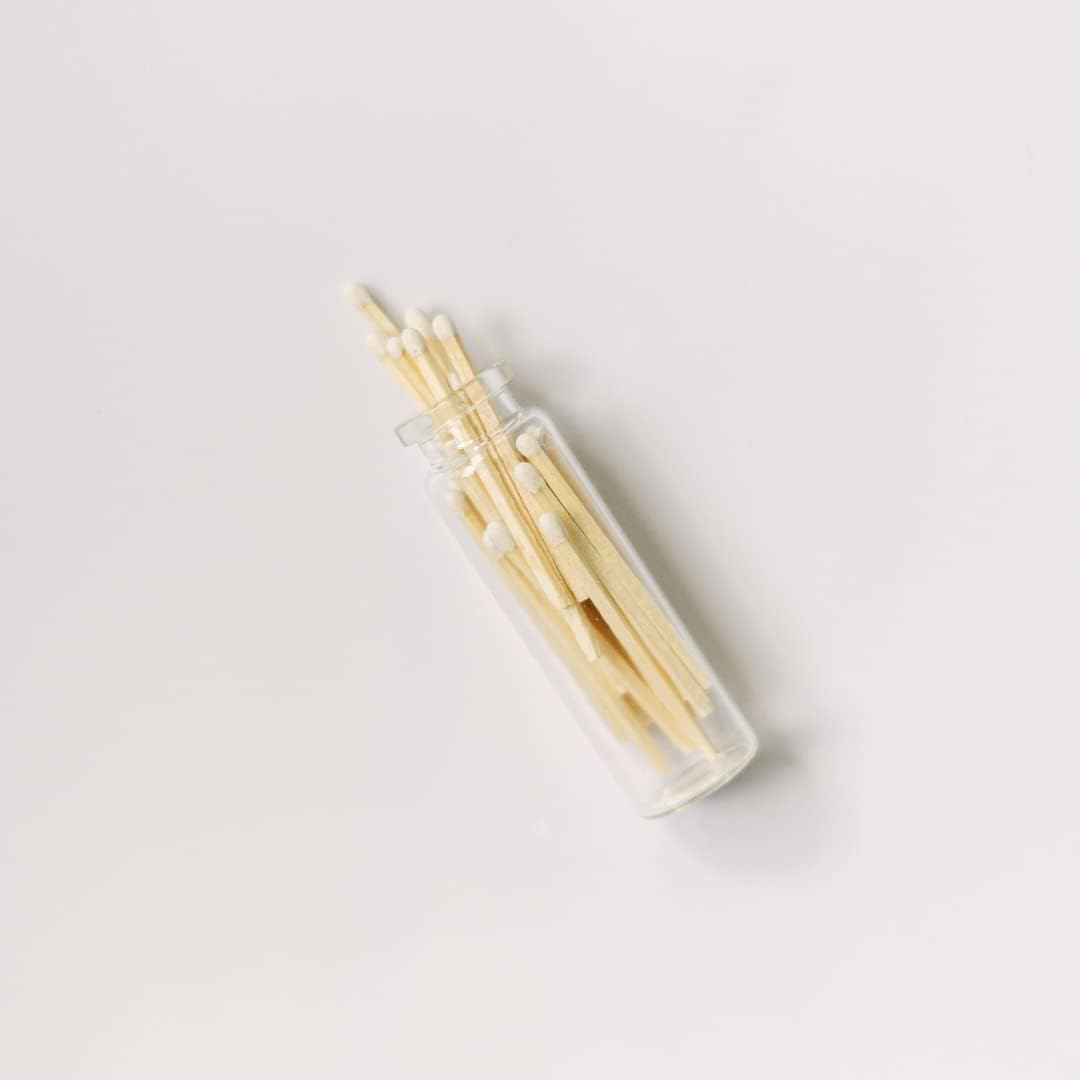 River Birch White Tip Matches in Jar with Striker - Decorative Home Matches with Glass Match Holder - Wooden Match Sticks for Candles - Set of 6 Bottles with Safety Matches - 2 Inches, 120 Matches