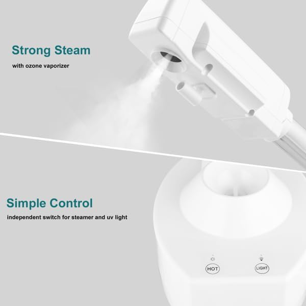 Professional Facial Steamer 2 in1 Steamer for Face 5X LED Magnifying Lamp Hot Ozone Facial Steamer for Esthetician Beauty Face Equipment Use at Home or Salon