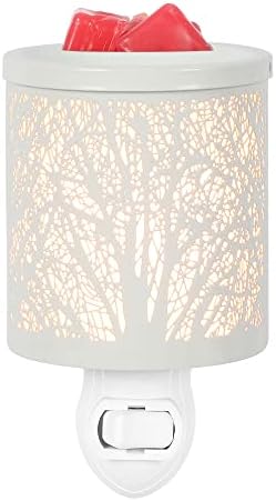 inrorans White Metal Plug in Wax Warmer Tree Pattern Wall Warmer for Scented Wax with Removable Tray Candle Warmer Plug in Night Light for Home…