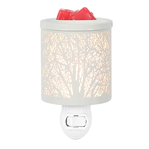 inrorans White Metal Plug in Wax Warmer Tree Pattern Wall Warmer for Scented Wax with Removable Tray Candle Warmer Plug in