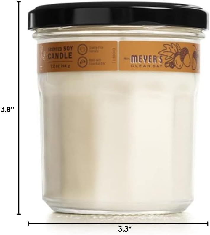 MRS. MEYER'S CLEAN DAY Soy Aromatherapy Candle, 35 Hour Burn Time, Made with Soy Wax and Essential Oils, Acorn Spice, 7.2 oz