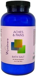 Wyndmere Aches & Pains Bath Salts - Warming Aromatherapy Soak with 100% Pure Essential Oils and European Sea Salt - 24oz