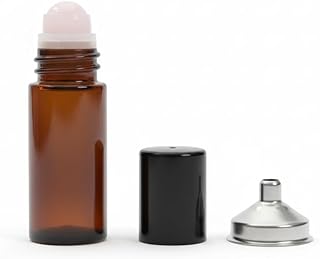 30ml Amber Glass Roll On Bottle with Natural Jade Roller Ball - Refillable, Leak-Proof Essential Oil Bottle for DIY Perfume, Aromatherapy, Skincare & Travel(Pink, 30, Milliliters)