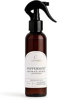 Carnatia Peppermint Shower Spray – Aromatherapy Essential Oil Mist for Showers | Spa-Like Refreshing Steam Experience | 4 fl oz Trigger Pump Spray for Focus & Energy