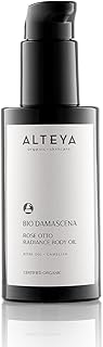 Alteya Organics Bio Damascena Rose Otto Radiance Body Oil - Certified Organic Body Moisturizer With Rose and Camellia Oil - Winner of Delicious Living Magazine Gold Award - 3.4Fl Oz/100mL