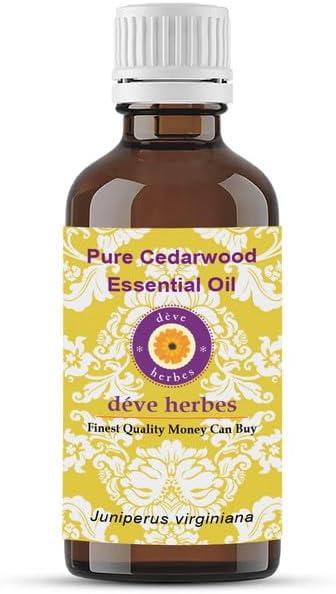 Deve Herbes Pure Cedarwood Essential Oil (Juniperus virginiana) Steam Distilled Premium Grade for Diffuser and Aromatherapy 10ml (0.33 oz)