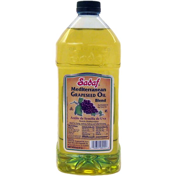 Sadaf Mediterranean Grapeseed Oil Blend - Grapeseed Oil for Cooking and Baking - Healthy Cooking Oil - High Smoking Point - Kosher - 2L Bottle