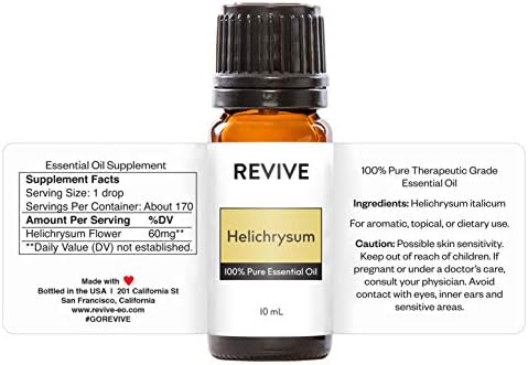 Helichrysum Essential Oil by Revive Essential Oils - 100% Pure Therapeutic Grade, for Diffuser, Humidifier, Massage, Aromatherapy, Skin & Hair Care