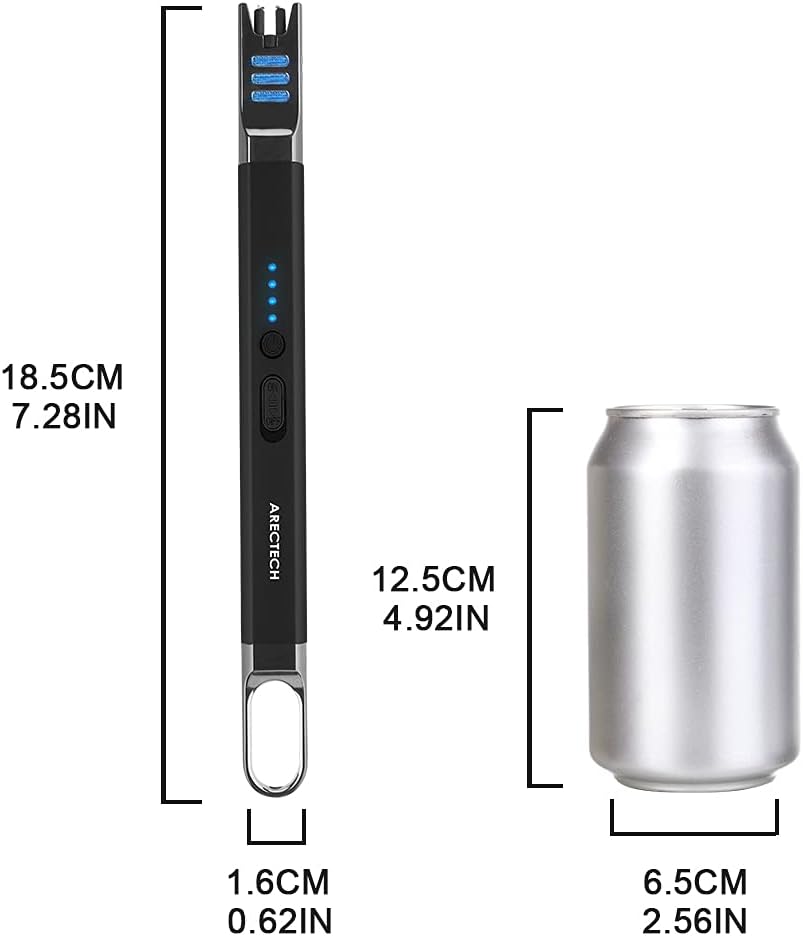 ARECTECH Electric Candle Lighter Rechargeable USB Long Lighter for Candle Cooking Camping BBQs Fireworks (Black & Champagne Gold, Pack of 2)