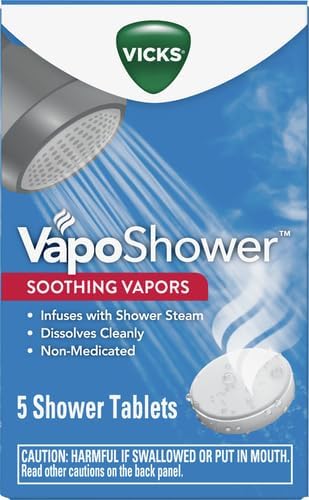 Vicks VapoShower, Shower Tablet, Shower Bomb, Aromatherapy Vapors, Eucaplytus & Menthol, Soothing Non-Medicated Vapor Steam, 5ct
